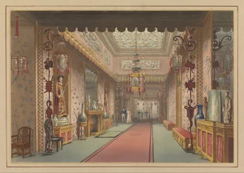 Galeria chinesa como era, placa XV em ilustrações do palácio de Sua Majestade em Brighton ...