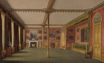 A Sala de Desenho Vermelho das Vistas do Pavilhão Real, Brighton de John Nash