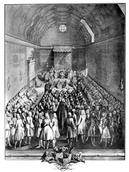 Interior da Câmara dos Lordes, Westminster, em 1742, c1902-1905.