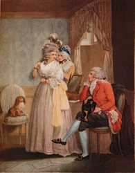 Vestir-se para o baile de máscaras. Laetitia voa da reflexão para os entretenimentos públicos, 1789