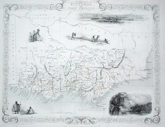 Victoria ou Port Phillip, Austrália, de uma série de World Maps publicada por John Tallis & Co, New York & London