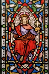 Grande Milton, St Mary, Clayton e Bell, John Richard Clayton (1827-1913), Cristo em Majestade, c.1859
