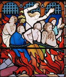 The Damned, detalhe de The Last Judgment, 1860 (vitral)