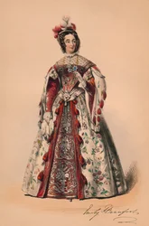 Emily Duquesa de Beaufort em traje para a rainha Victorias Bal Costumé, 12 de maio de 1842, 1843.