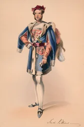 Frederick Child-Villiers em traje para a rainha Victorias Bal Costumé, 12 de maio de 1842, 1843.