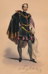 Convidado em traje do século XVI para a rainha Victorias Bal Costumé, 12 de maio de 1842, 1843.