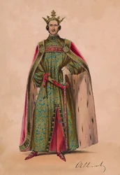Príncipe Albert em traje como Rei Plantageneta Edward III para o Bal Costumé, 12 de maio de 1842, 1843.