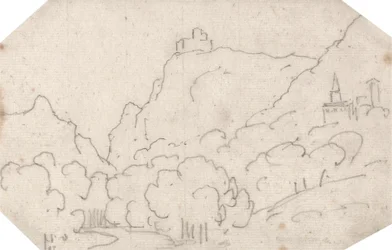Vista de montanha com edifícios