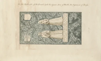 Madeley Church - Lápide de John Egerton: desenho de lavagem de caneta e tinta, séc.