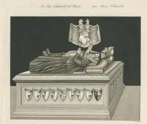 Pedra - tumba de William Crompton: desenho em sépia, séc.