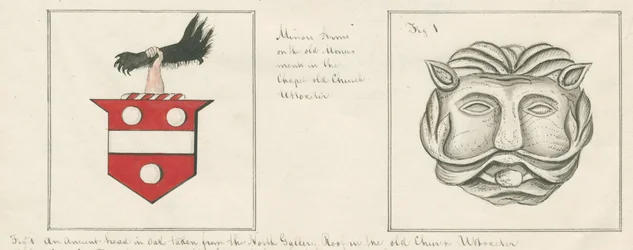 Igreja Uttoxeter - Cabeça Esculpida: desenho a caneta e lavagem, nd [ Meados do século XIX]