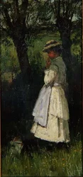 Menina à beira de um rio