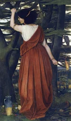 Quadros Pré-Rafaelite : Rizpah (Ritspa, Ritspah), a filha de Aiah par Stanhope (Spencer-Stanhope), John Roddam (1829-1908). Óleo sobre tela