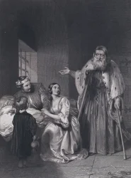 Francesco Foscari, Doge de Veneza, pronunciando a sentença de exílio sobre o seu filho Giacopo (gravura)