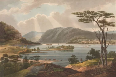 Vista de Fishkill olhando para West-Point No. 15 do Hudson River Portfolio, 1825.