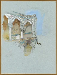 Estudo da parte gótica de Pisa da fachada de San Michele em Borgo, Pisa, 1 de julho de 1890.