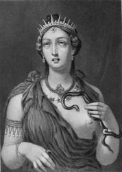 Cleópatra VII, gravura em aço da pintura a encáustica encontrada na Villa de Adriano em 1818