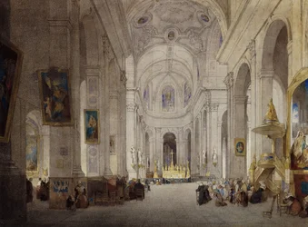 O interior da igreja de St. Sulpice, Paris,