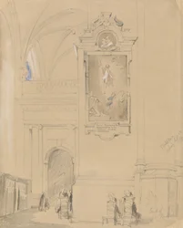 O túmulo de Hendrick van Balen (1575-1632), Antuérpia, 7 de setembro de 1832 (grafite com wc em papel laranja)