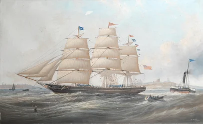 O navio Utinia ao largo de Tynemouth