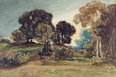 Um parque arborizado (aguarela sobre papel)