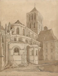 Igreja da Abadia em Fecamp, Normandia, c.1817-20 (grafite e lavagem marrom no papel)