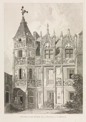 Antiguidades arquitetônicas da Normandia, vol. II, p. 64: Casa na Place de la Pucelle, em Rouen,