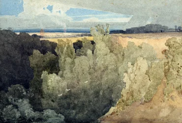 Brignall Banks on the Greta (lápis e aguarela)