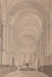 Extremo leste da igreja da abadia de Saint-Georges de Boscherville, perto de Rouen, Normandia