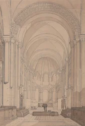 East End of the Abbey Church of Saint Georges de Bocherville, perto de Rouen, Normandia