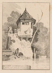 Liber Studiorum; Frontispício, vista de uma casa de jardim às margens do rio Yare