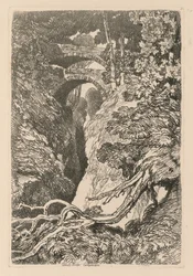 Liber Studiorum: Placa 10, The Devils Bridge, Cardinganshire, 1838.