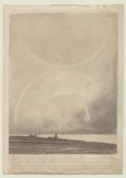 Frente: Um efeito de Parhelion visto do farol de Hunstanton em 6 de julho de 1816