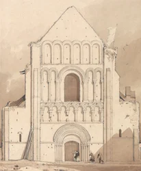 Frente oeste da igreja de Oyestraham [Ouistreham], perto de Caen, Normandia