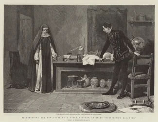 Ilustrando a nova história de H Rider Haggard, intitulado Filha de Montezuma