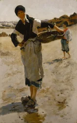 Breton Woman with a Basket, Sketch for Oyster Gatherers of Cancale