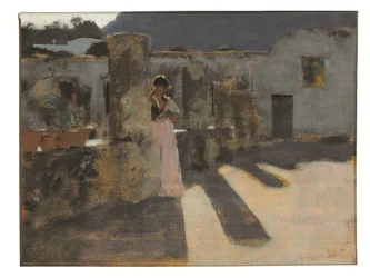 Rapariga de Capri num telhado