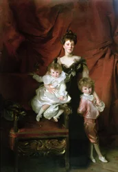 Sra. William Marshall Cazalet e dois de seus filhos, Edward e Victor, 1900