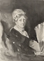 Retrato da Sra. Frederick Mead com um Fã