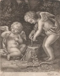 Cupidos a experimentar um arco