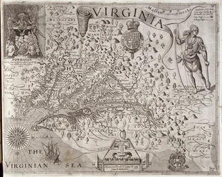 Mapa da Virgínia, descoberto e descrito pelo capitão John Smith, 1606, gravado por William Hole (fl. 1607-24), publicado em 1612 (ver também 174212)