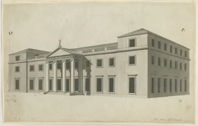 Chillington Hall: desenho a pena e aguada, s.d. [?década de 1780]