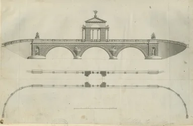 Chillington Park - Proposta de Ponte: desenho sépia, nd [1789] (impressão)