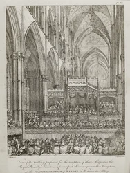 concerto em comemoração do 25º aniversário da morte de George Frederick Handel (1685-1759) - Vista da Galeria preparada para a recepção de suas Majestades a Família Real