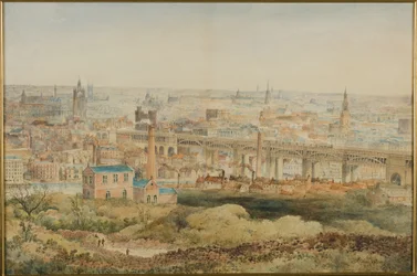 Newcastle upon Tyne de Windmill Hills, Gateshead, 1887 (lápis e wc no papel)