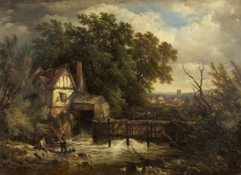 A Surrey Mill Stream (óleo sobre tela)