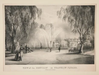 Vista da Fonte em Franklin Square, Filadélfia