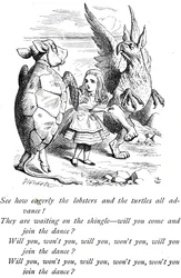 Alice, a Tartaruga Falsa e o Gryphon das Aventuras de Alice no País das Maravilhas