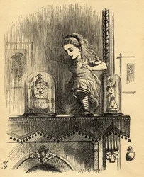 Alice na Casa do Espelho, ilustração de &39;Through the Looking Glass&39;, de Lewis Carroll (1832-1898), publicada pela primeira vez em 1871