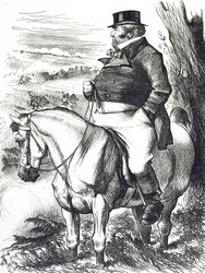 Desenho animado retratando John Bull assistindo manobras de outono
